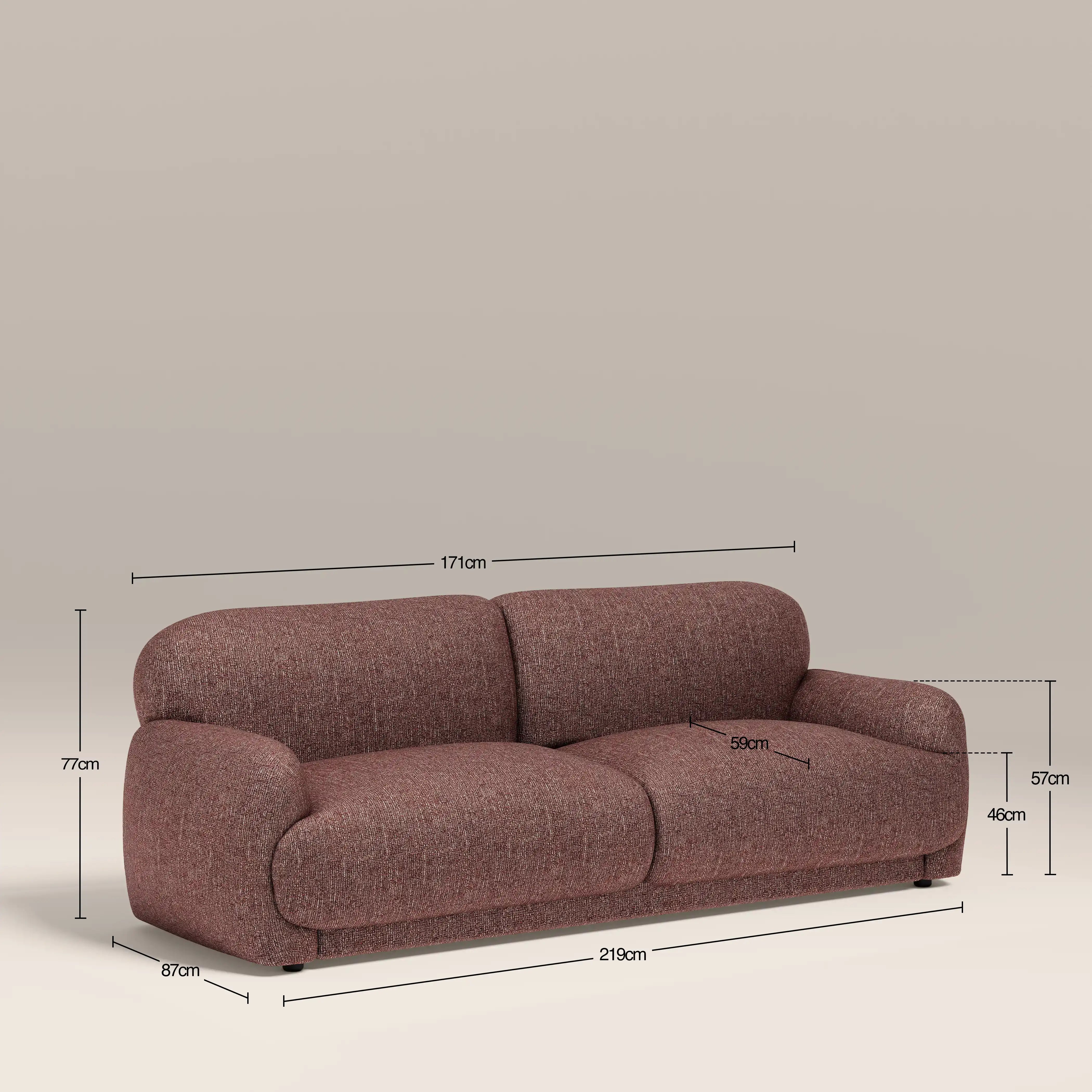 Cloud 3 Seater Sofa | Speckled Berry Red Boucle
