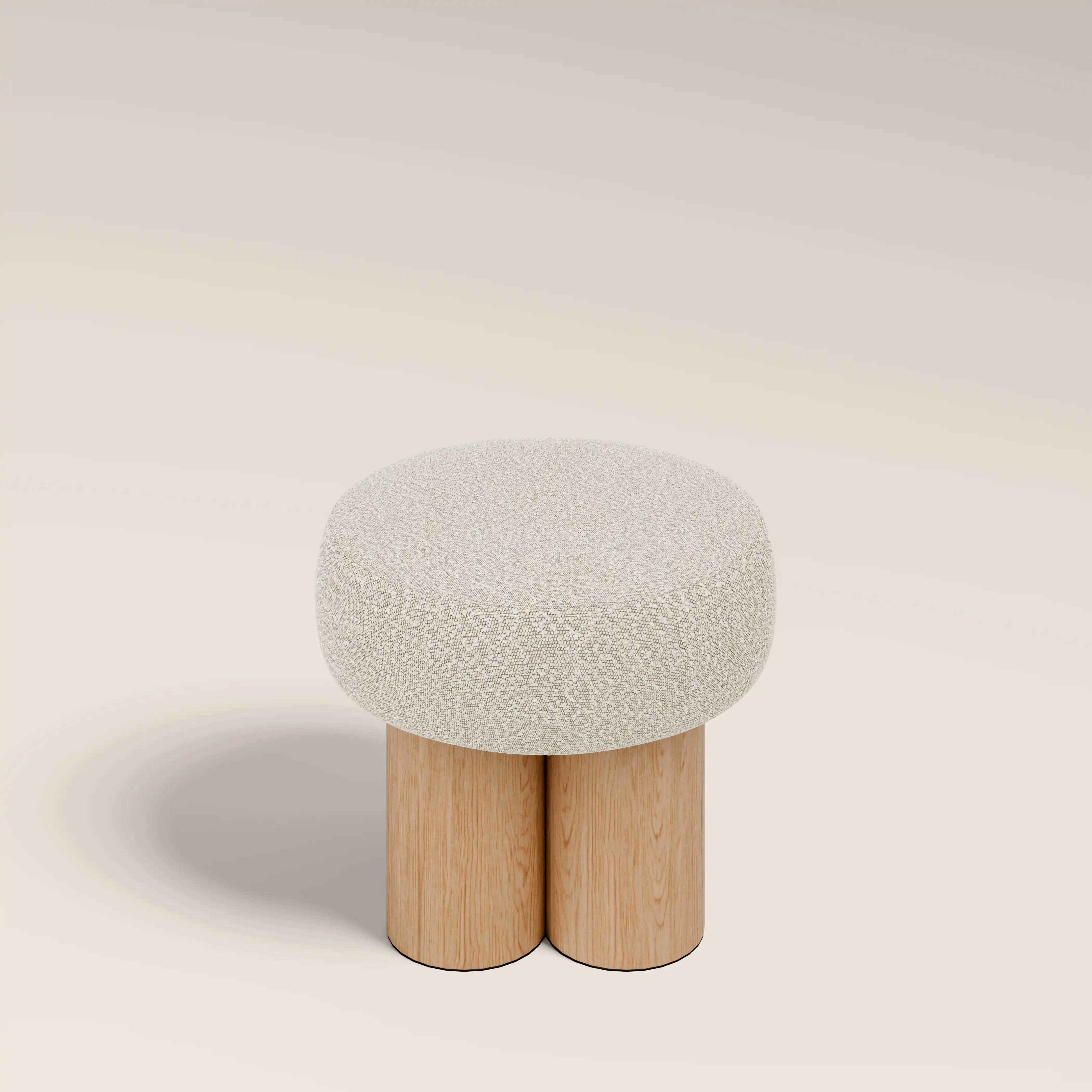 Rey Pouffe | Speckled Stone Sustainable Boucle & Oak