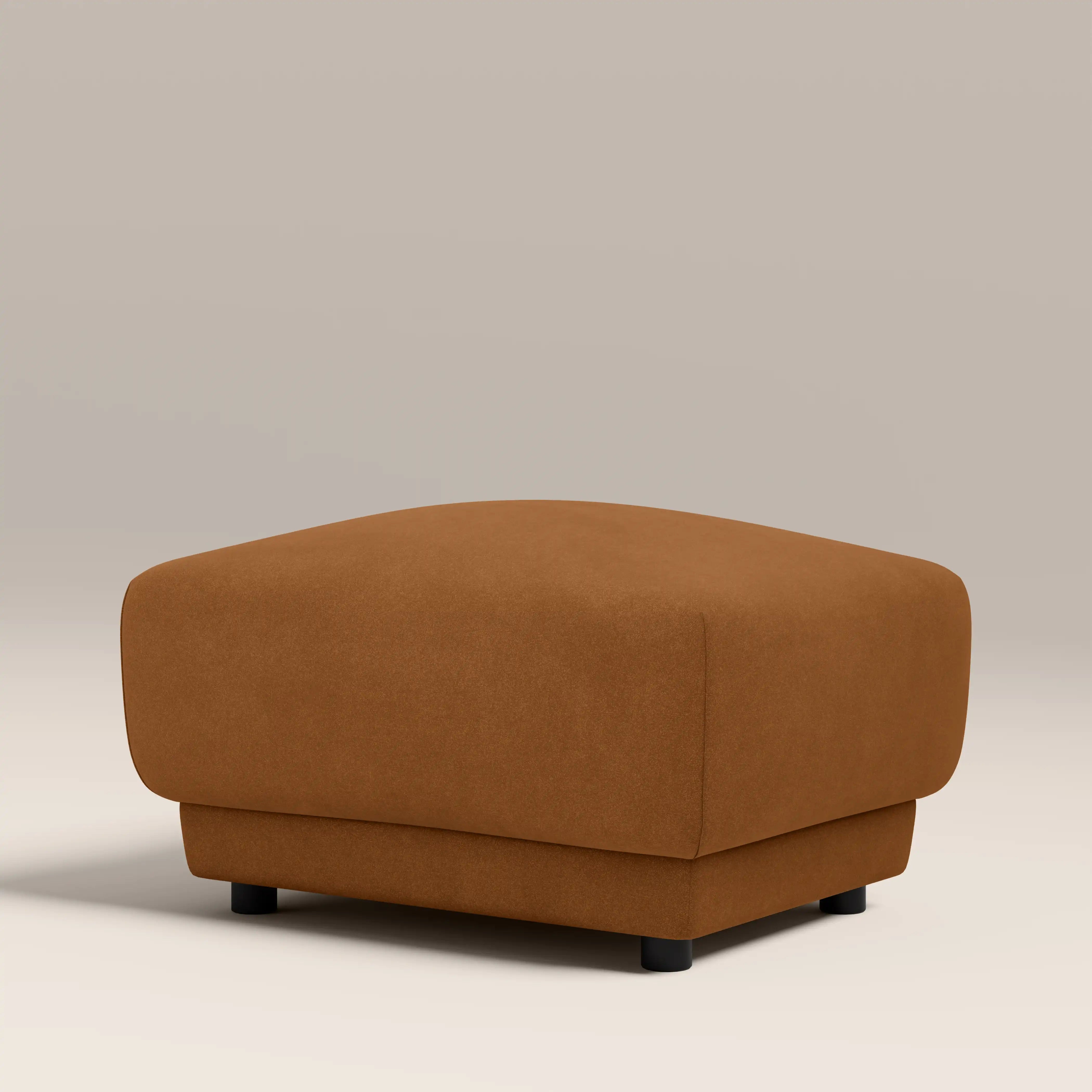 Cloud Footstool | Caramel Brown Sustainable Mohair Velvet