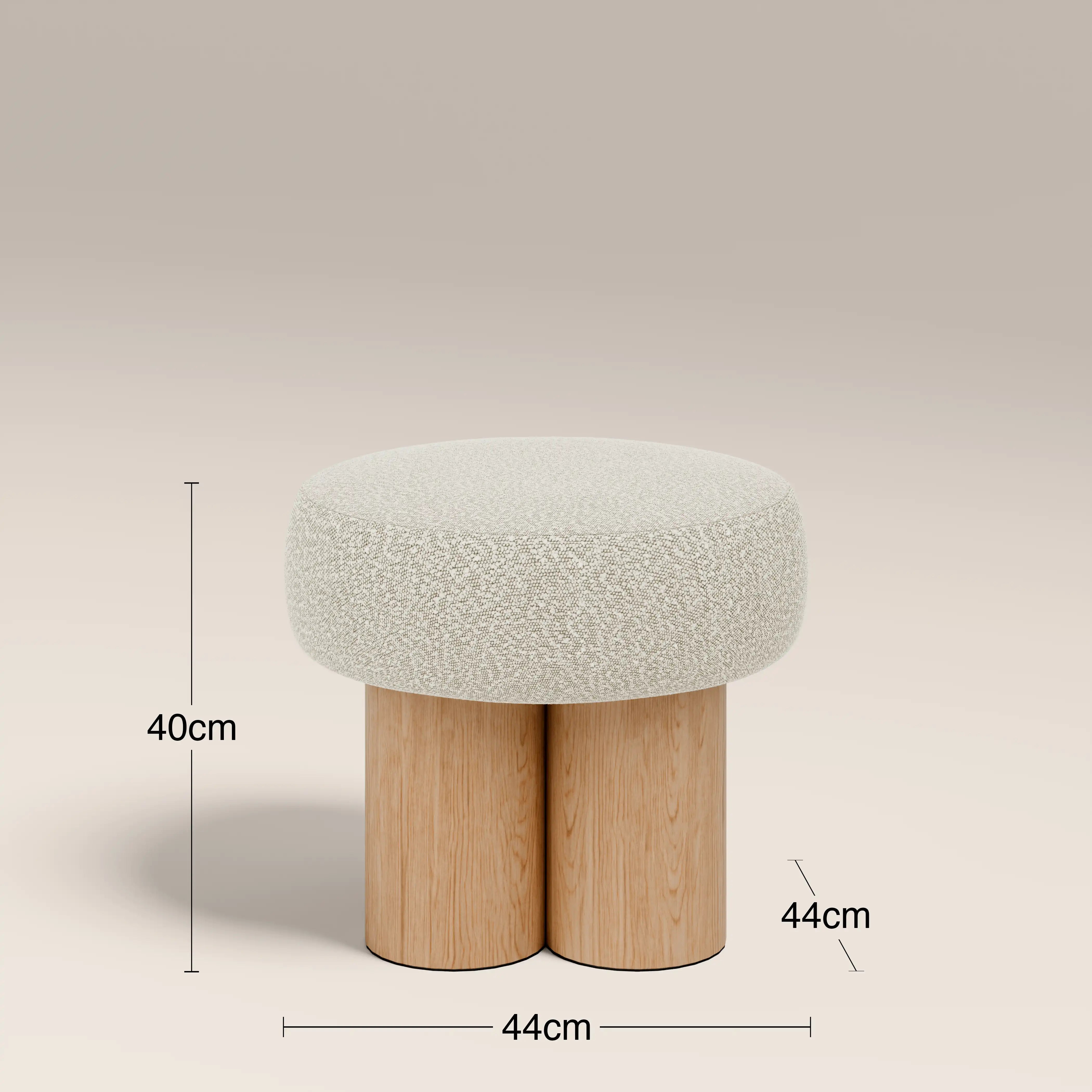 Rey Pouffe | Speckled Stone Sustainable Boucle & Oak