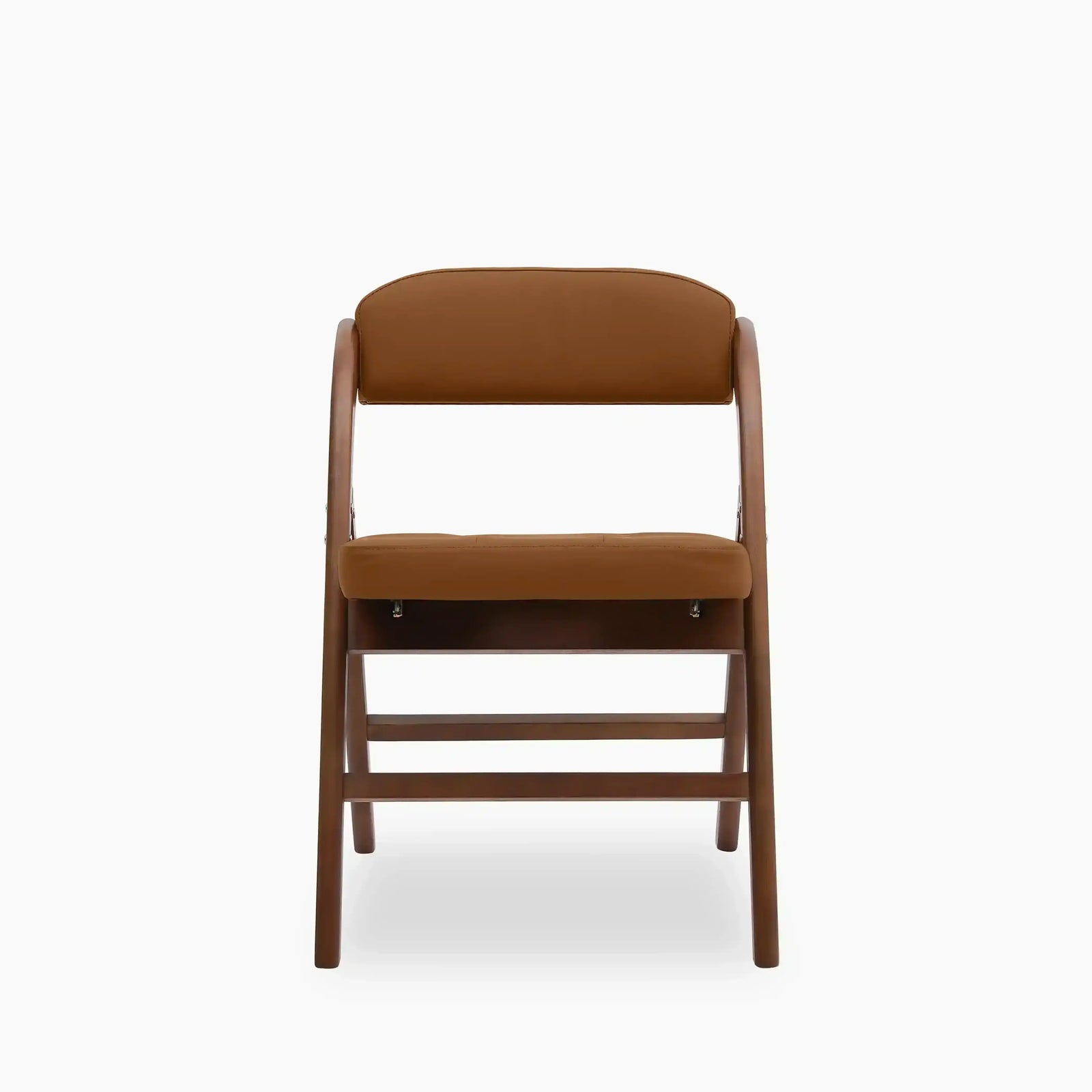 Nomad Folding Dining Chair | Tuscan Tan Faux Leather & Walnut