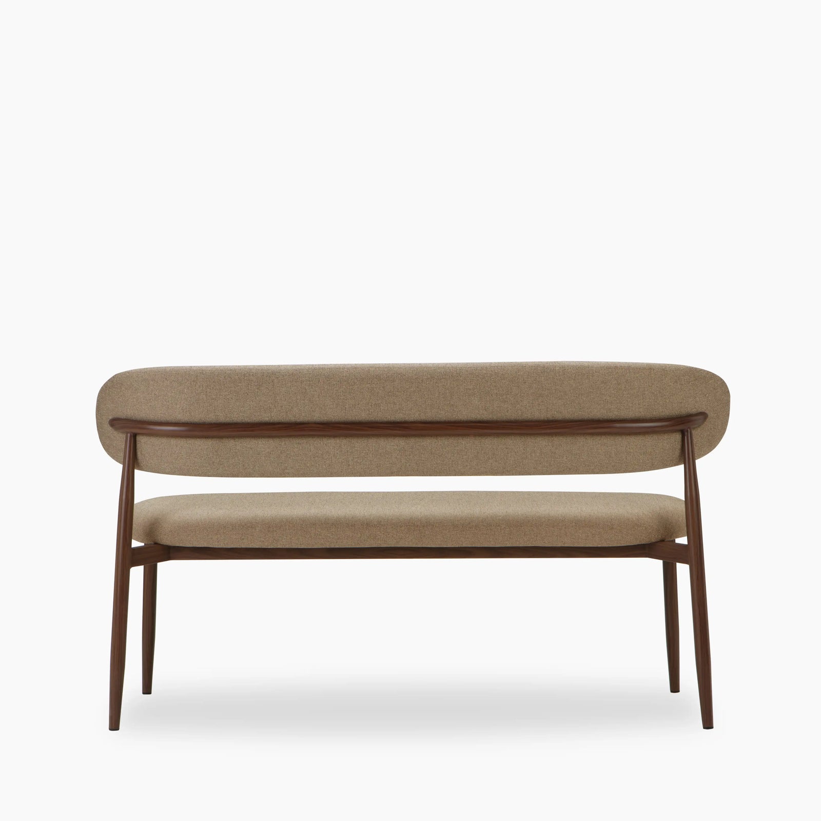 Halston 3 Seater Dining Bench | Latte Sustainable Fabric & Walnut