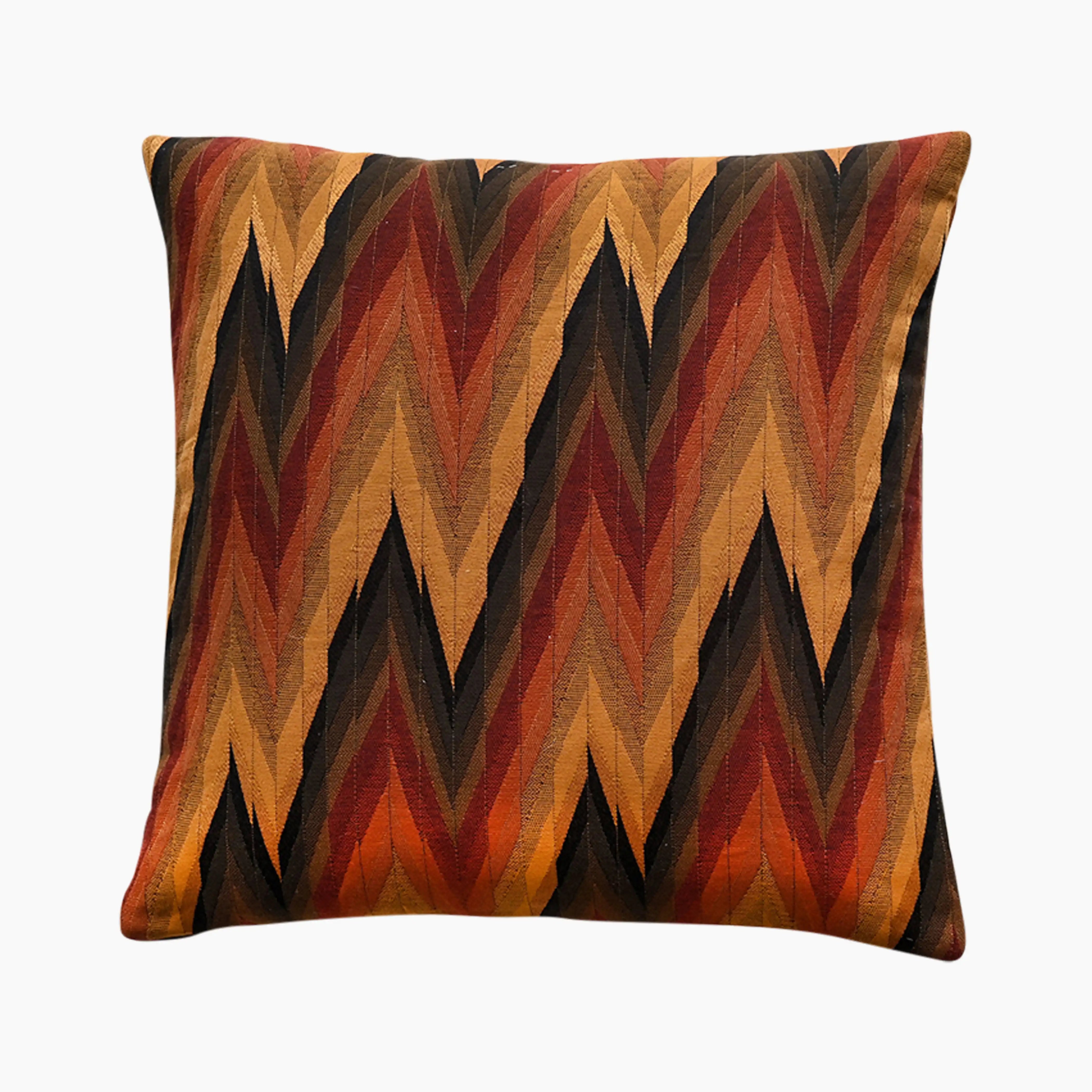 Retro Chevron Square Cushion | Brown & Rust