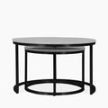Madison Set Of 2 Round Nesting Coffee Tables | White Marble & Brass