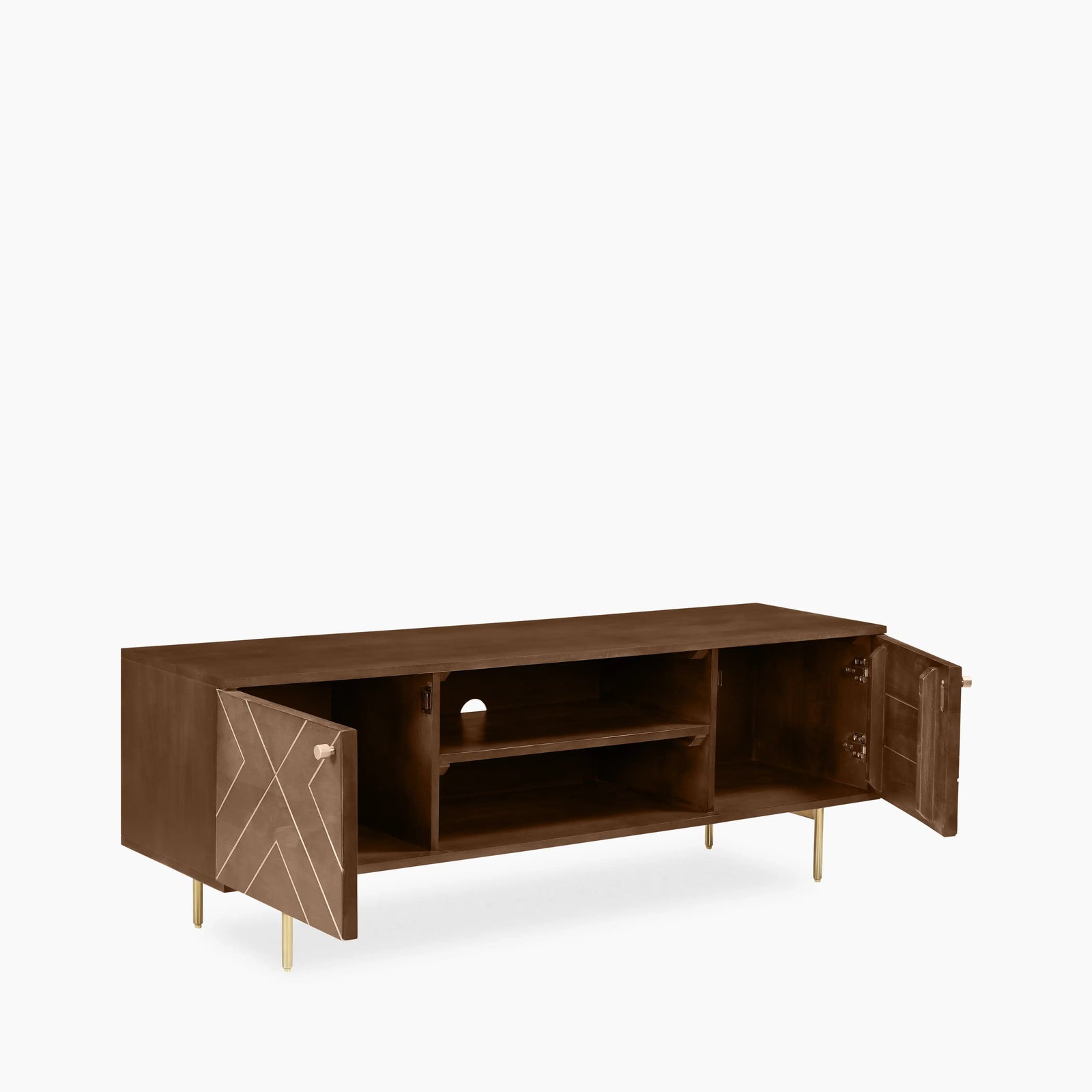 Jude TV Stand | Dark Mango Wood & Brass