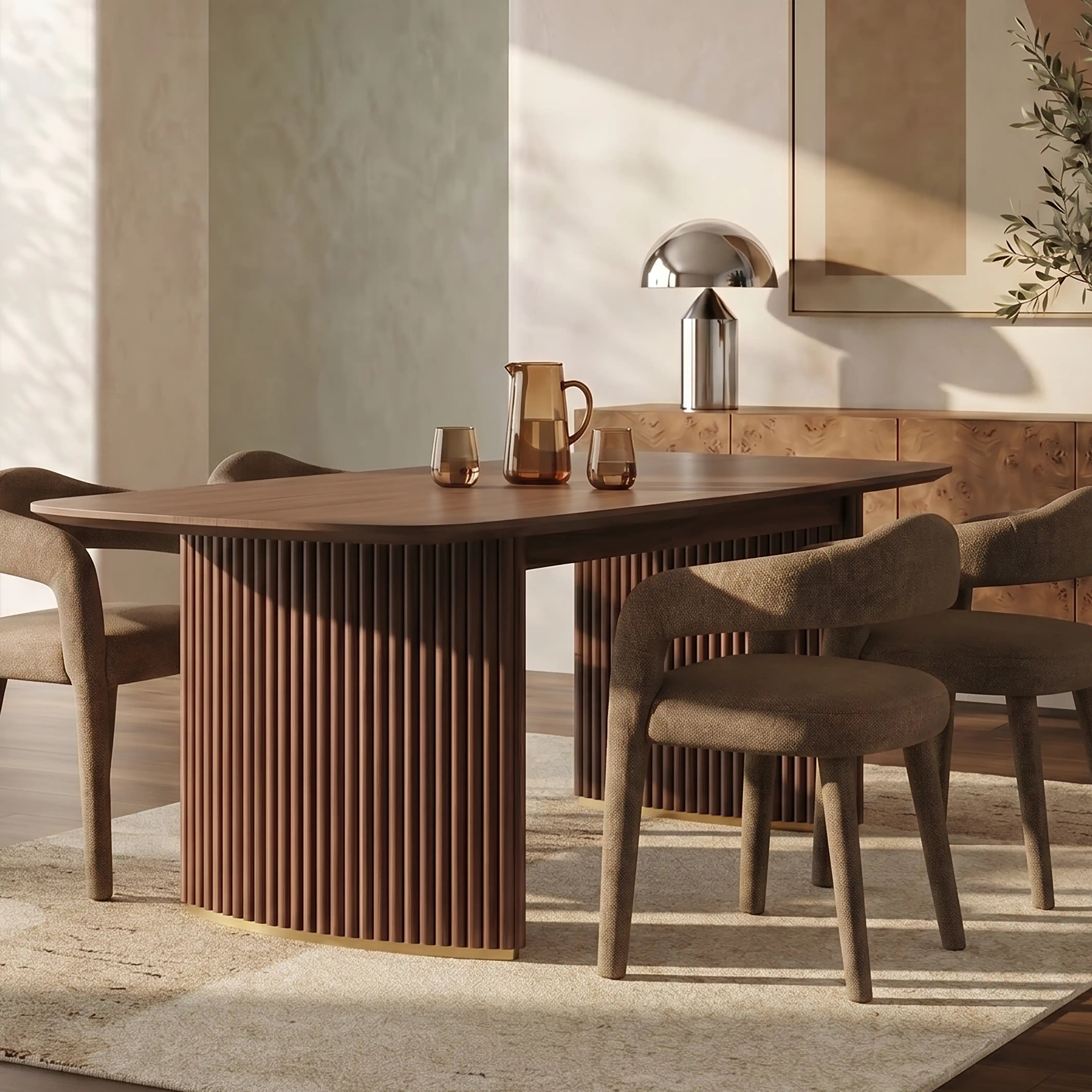 Caleb 6-8 Seat Rectangle Wooden Extendable Dining Table, Walnut