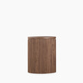 Brey Round Wooden Storage Side Table | Walnut