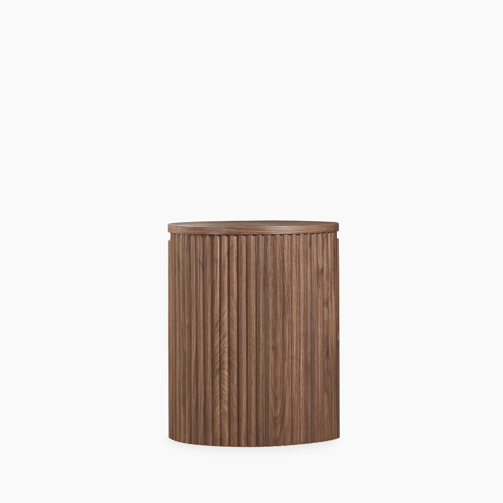 Brey Round Wooden Storage Side Table | Walnut