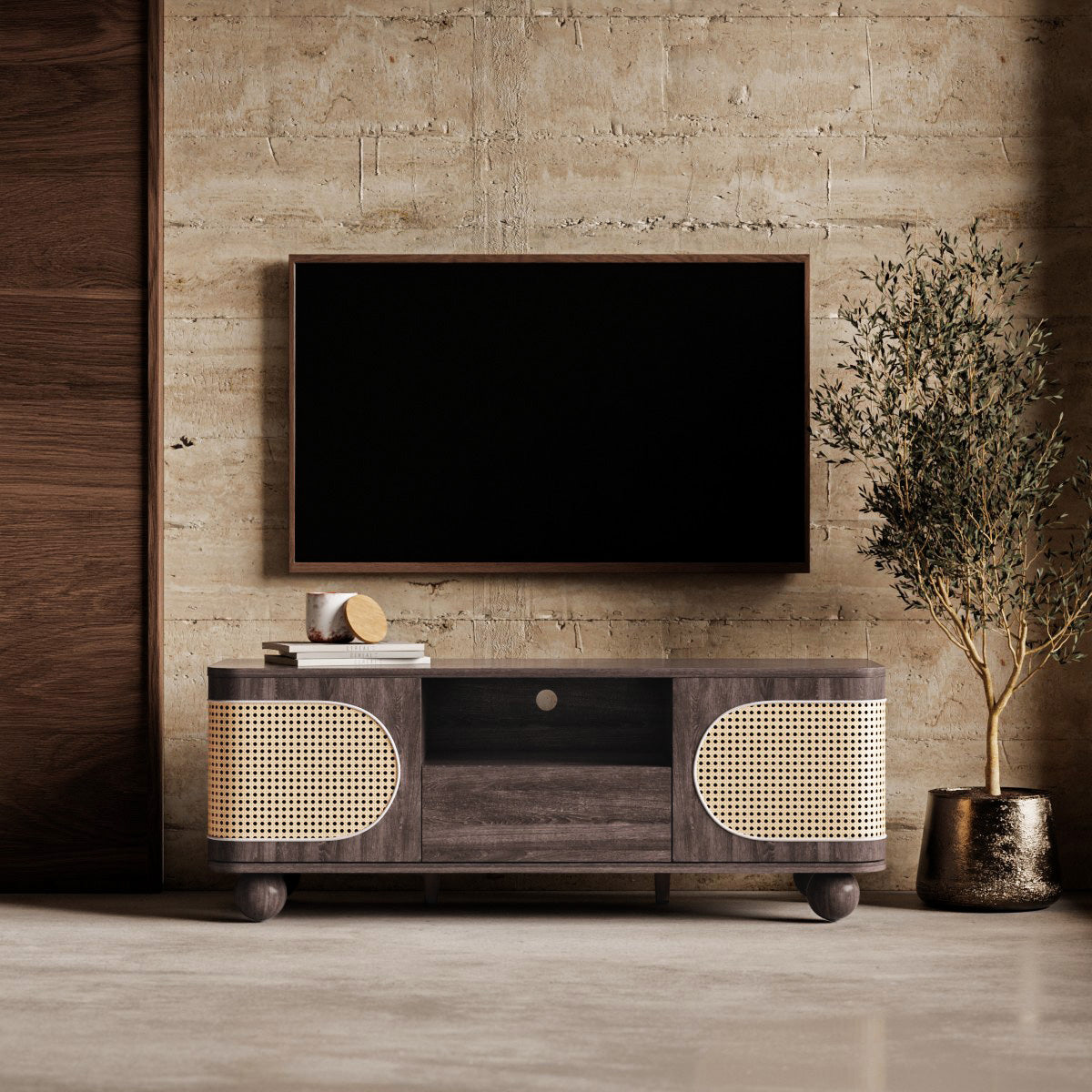 Una Wooden TV Stand | Walnut & Cane