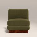 Harrison Accent Chair | Moss Green Sustainable Mohair Velvet & Walnut Burl Wood