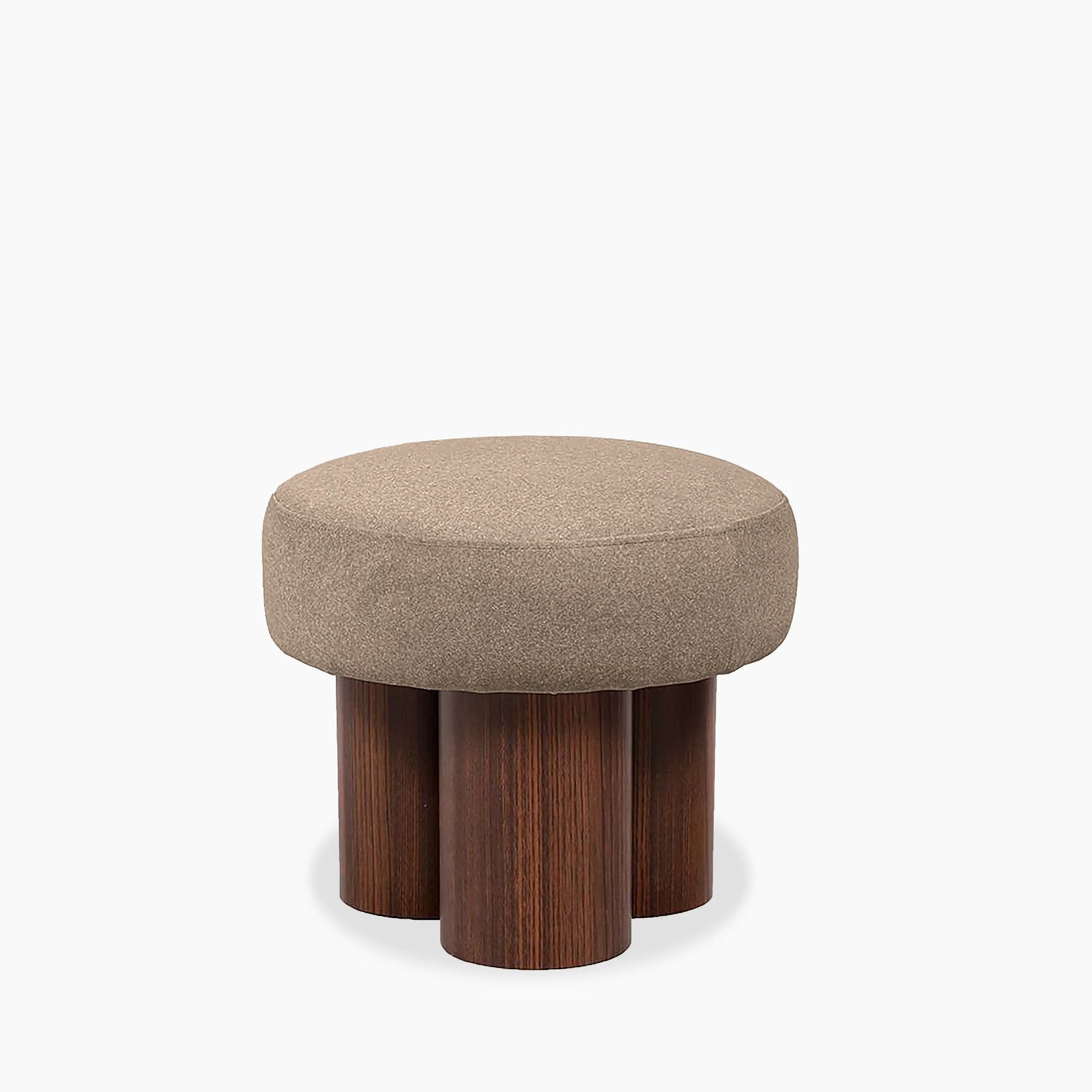 Rey Pouffe | Truffle Brown Sustainable Mohair Velvet & Walnut