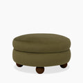 Hazel Ottoman | Moss Green Sustainable Mohair Velvet & Walnut