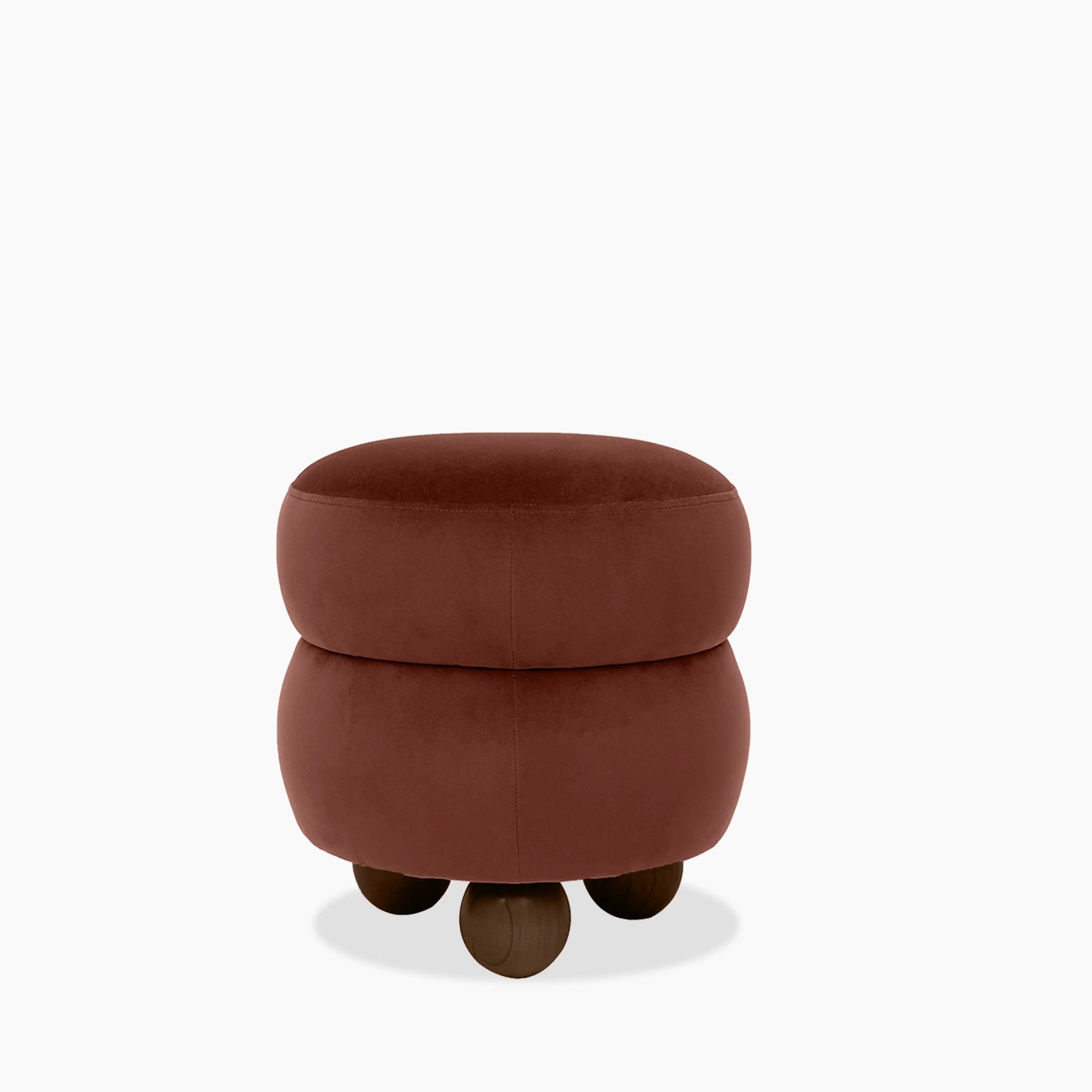 Hazel Pouffe | Rust Red Velvet & Walnut