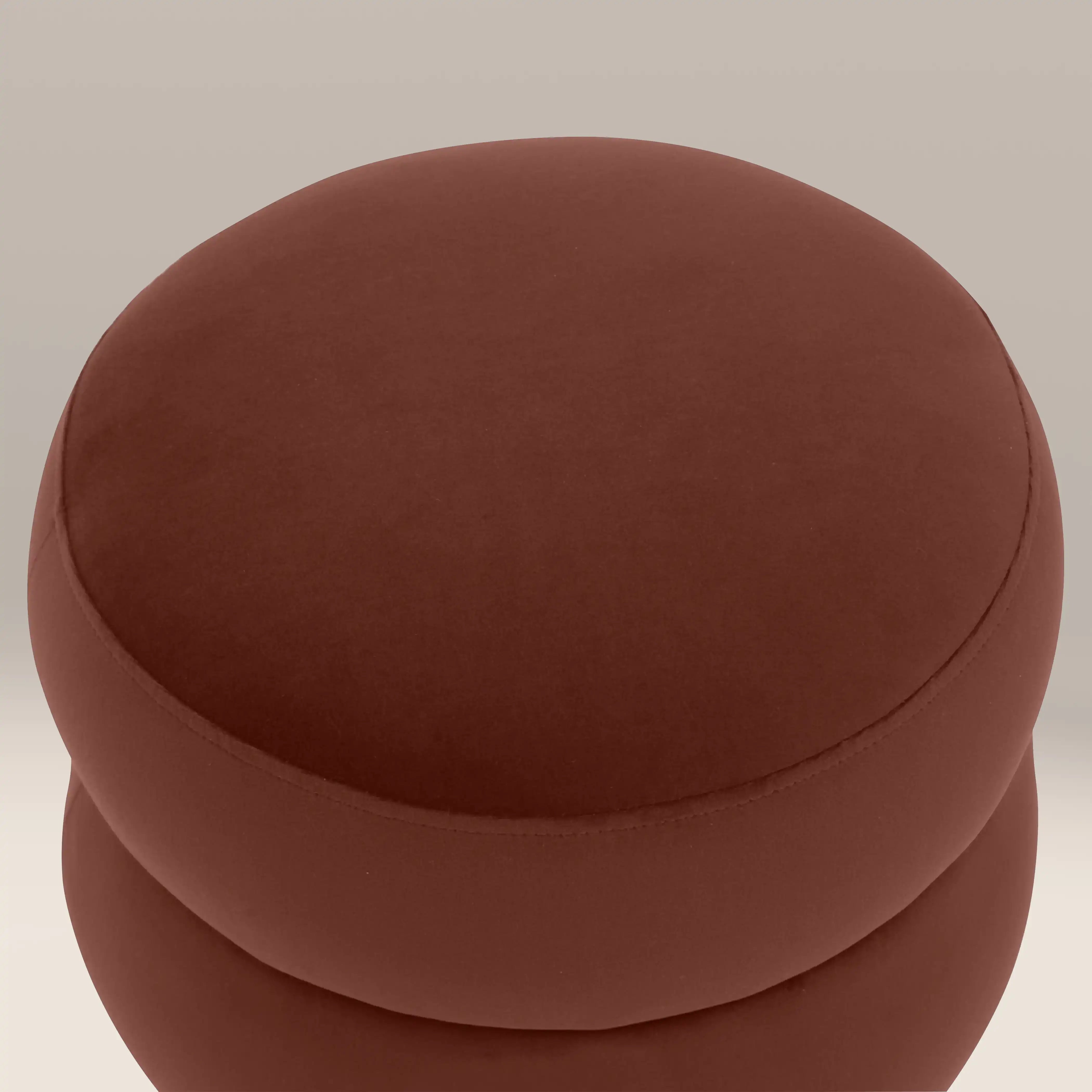 Hazel Pouffe | Rust Red Sustainable Velvet & Light Walnut