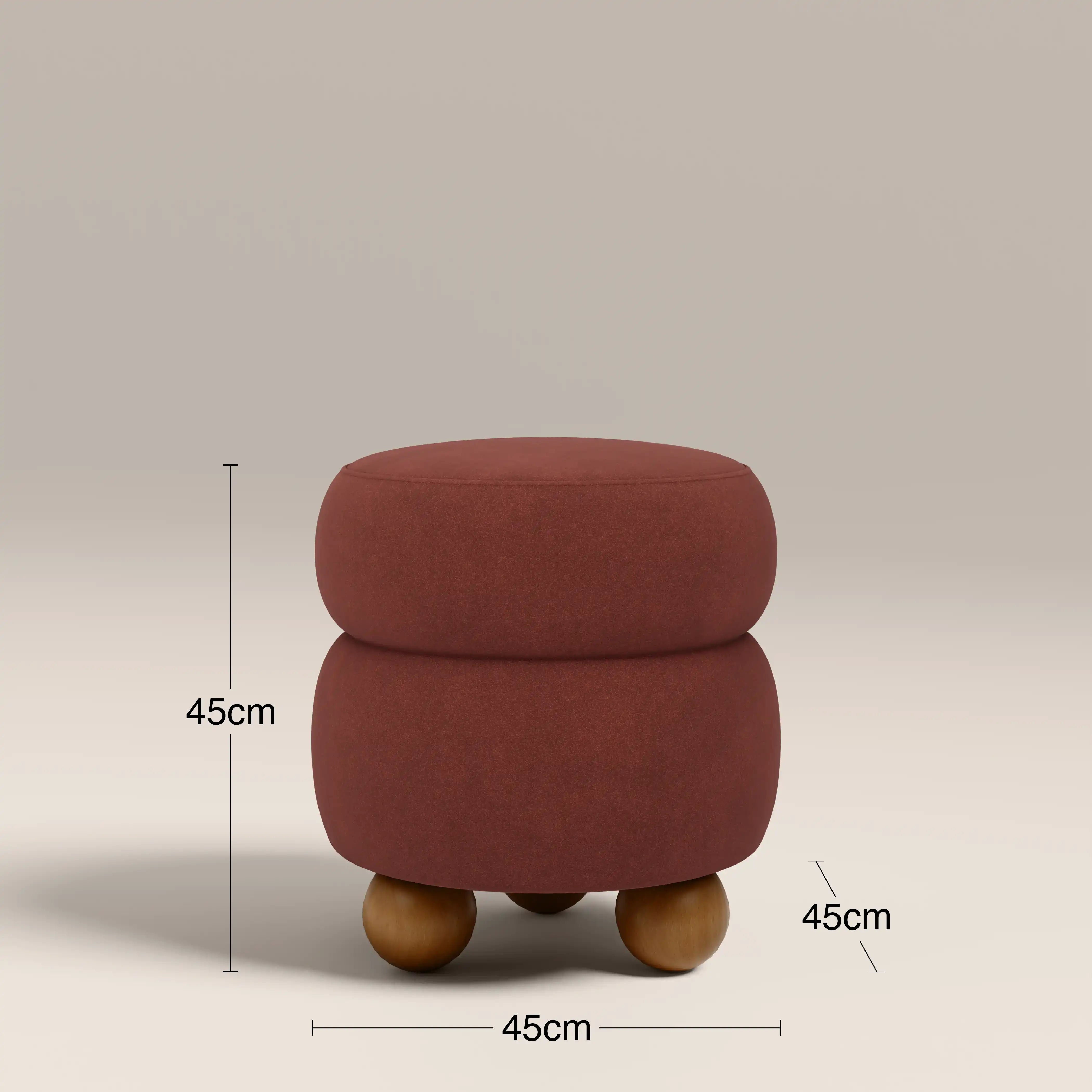 Hazel Pouffe | Rust Red Sustainable Velvet & Light Walnut