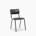 Gibson Stackable Dining Chair | Vintage Black Faux Leather & Black