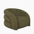 Chaplin Swivel Accent Chair | Moss Green Sustainable Mohair Velvet & Walnut