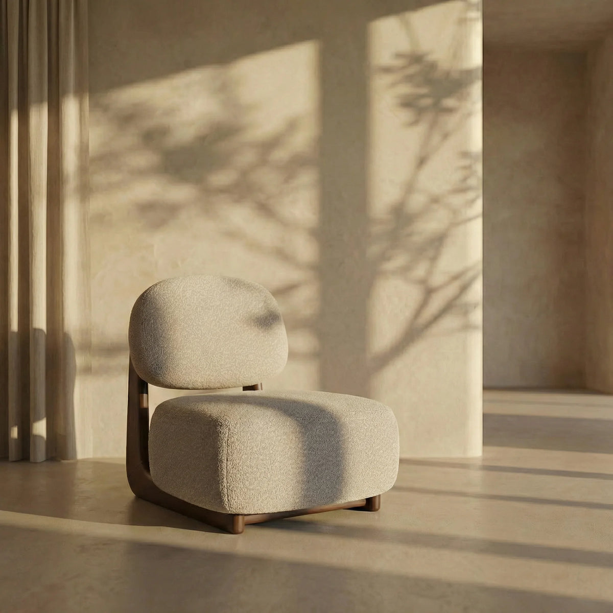 Didsbury Accent Chair, Speckled Stone Sustainable Boucle & Walnut