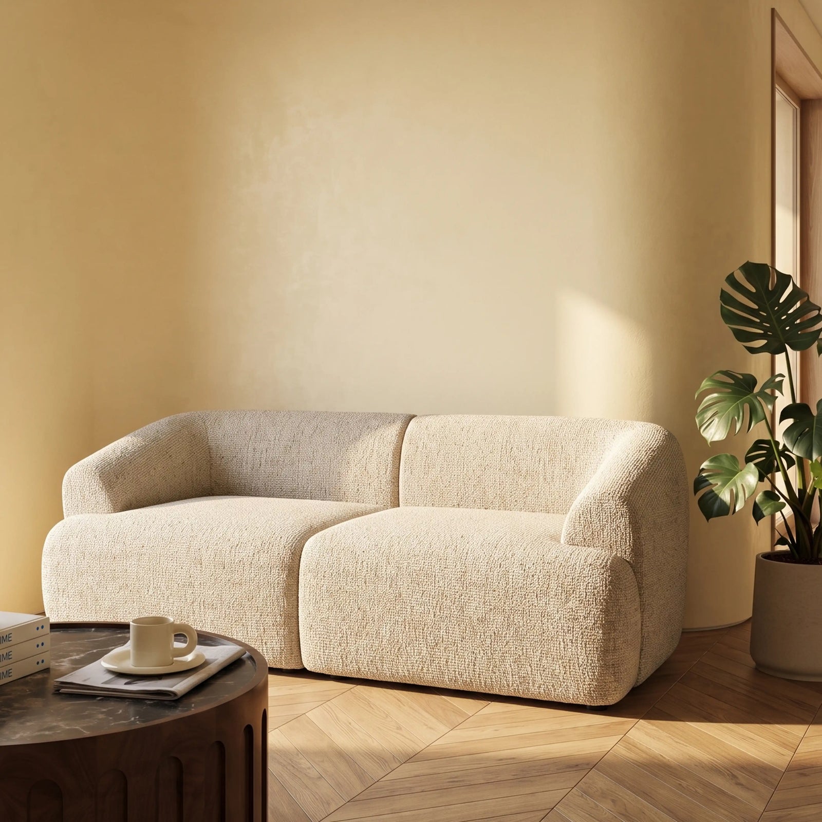 Malmo Left Hand Module Section | Oatmeal Woven Boucle