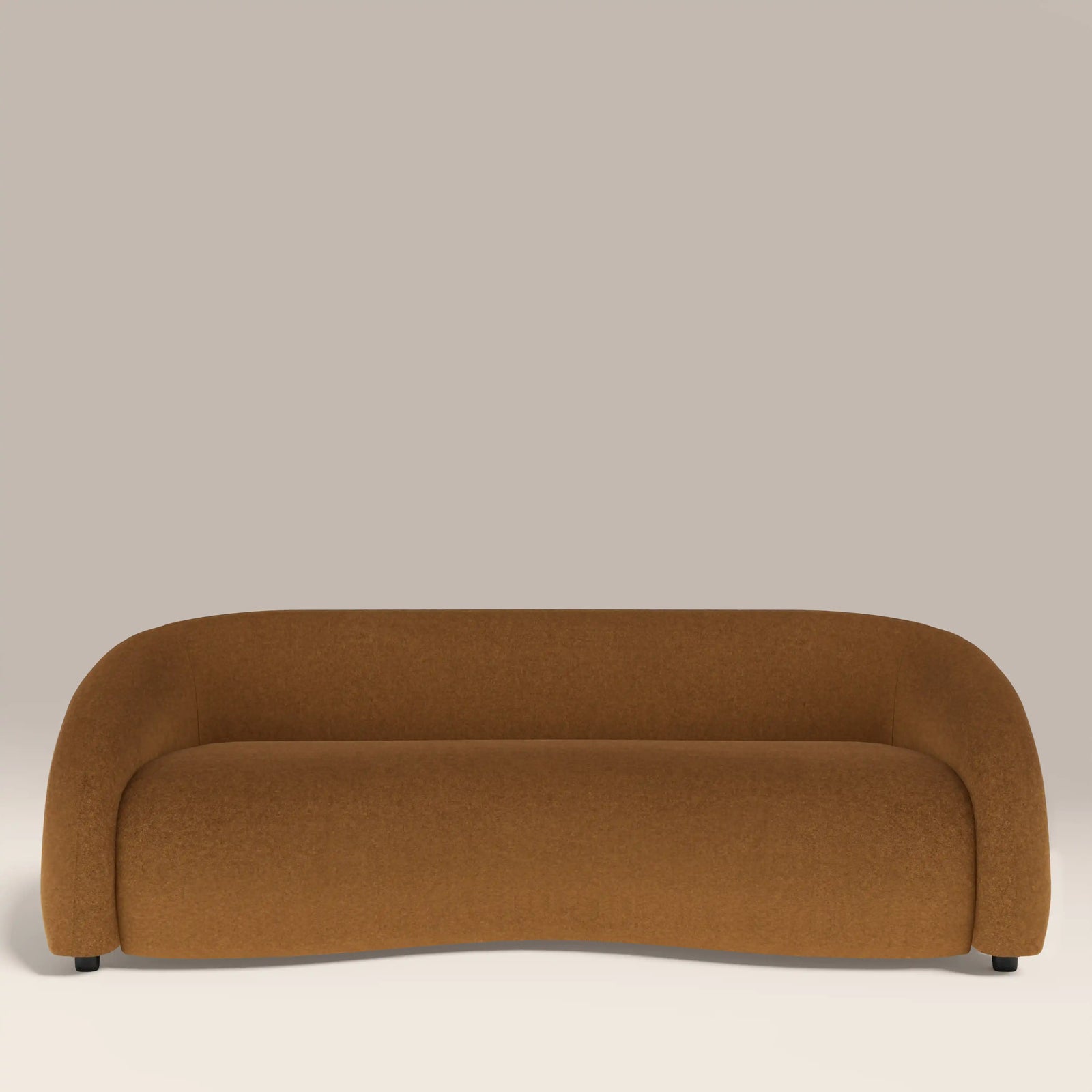 Chaplin 3 Seater Sofa | Caramel Brown Sustainable Mohair Velvet & Walnut