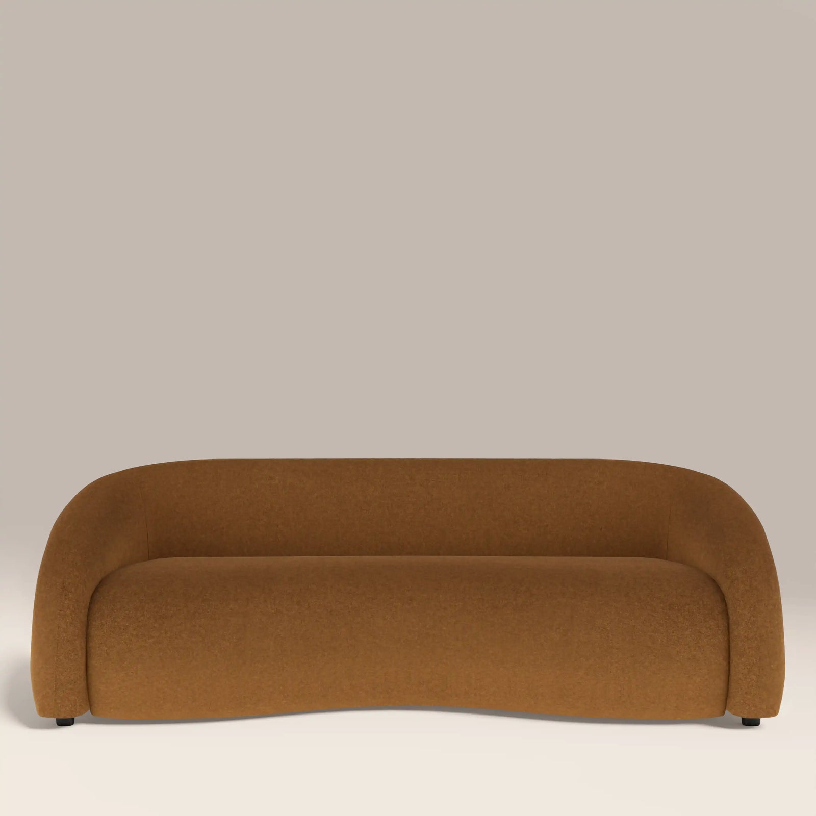 Chaplin 3 Seater Sofa | Caramel Brown Sustainable Mohair Velvet & Walnut