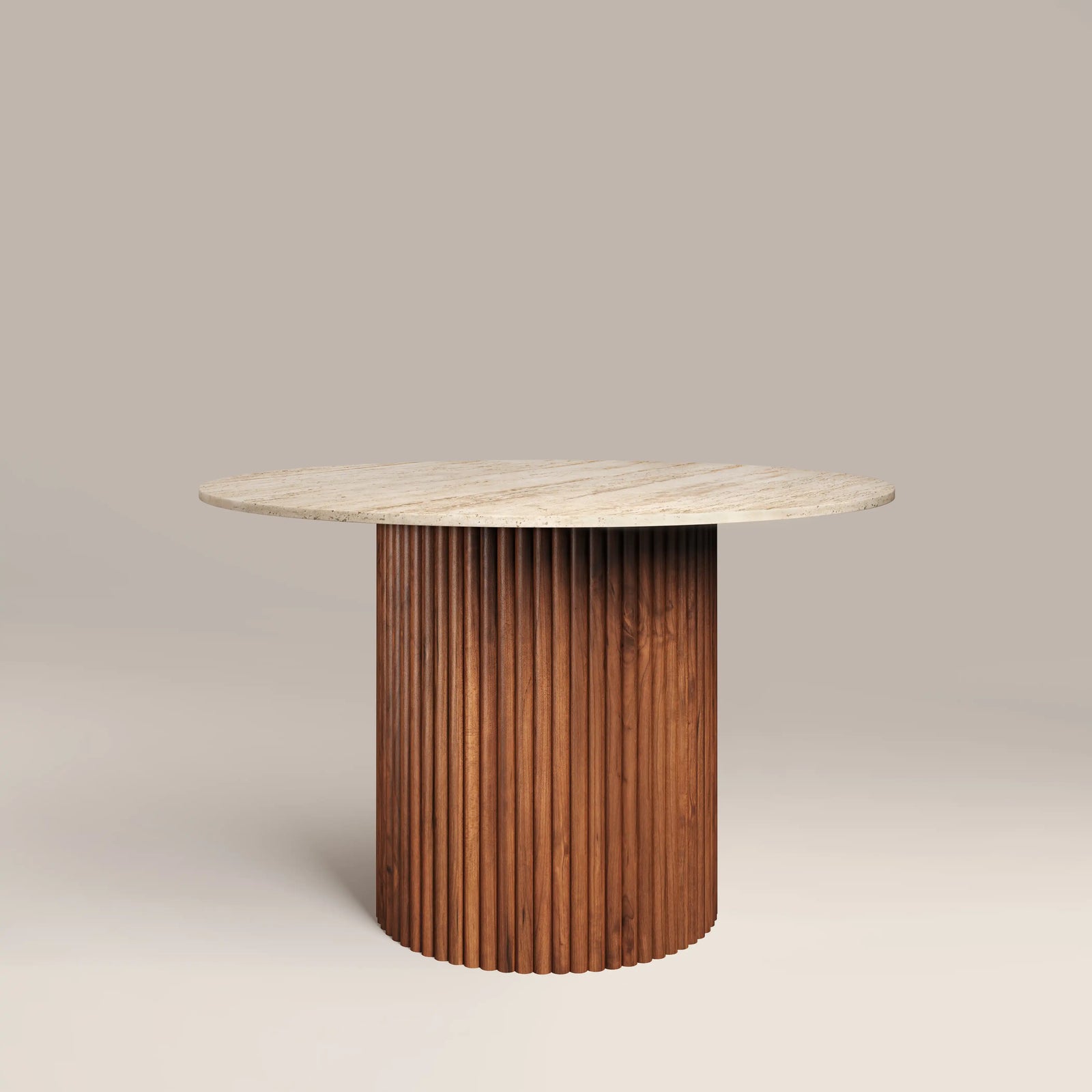 Medby & Ophelia 4 Seat Dining Set | Natural Travertine Effect & Rust Sustainable Velvet