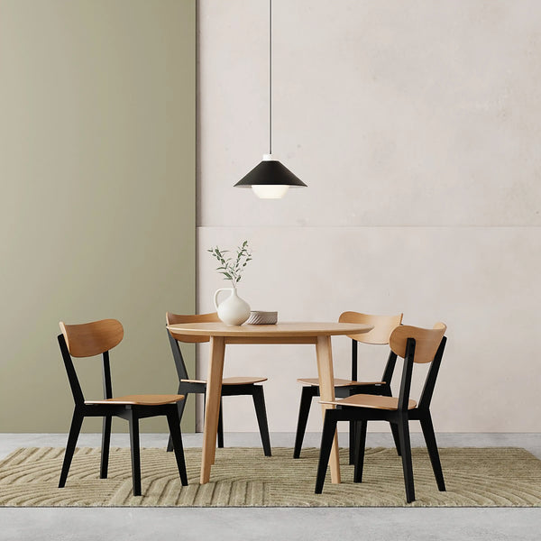 Roxby Chairs Round Table Dining Set, Oak Black – Cult Furniture