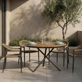 Tullio 4 Seat Garden Dining Set | Oak & Beige
