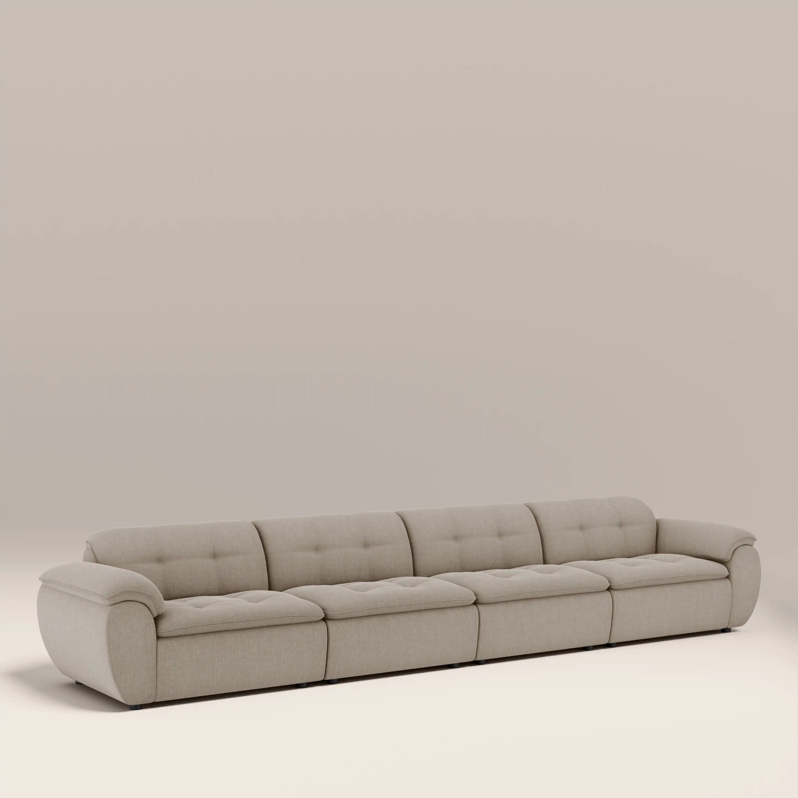 Bamba 4 Seater Sofa | Pebble Grey Velvet Chenille