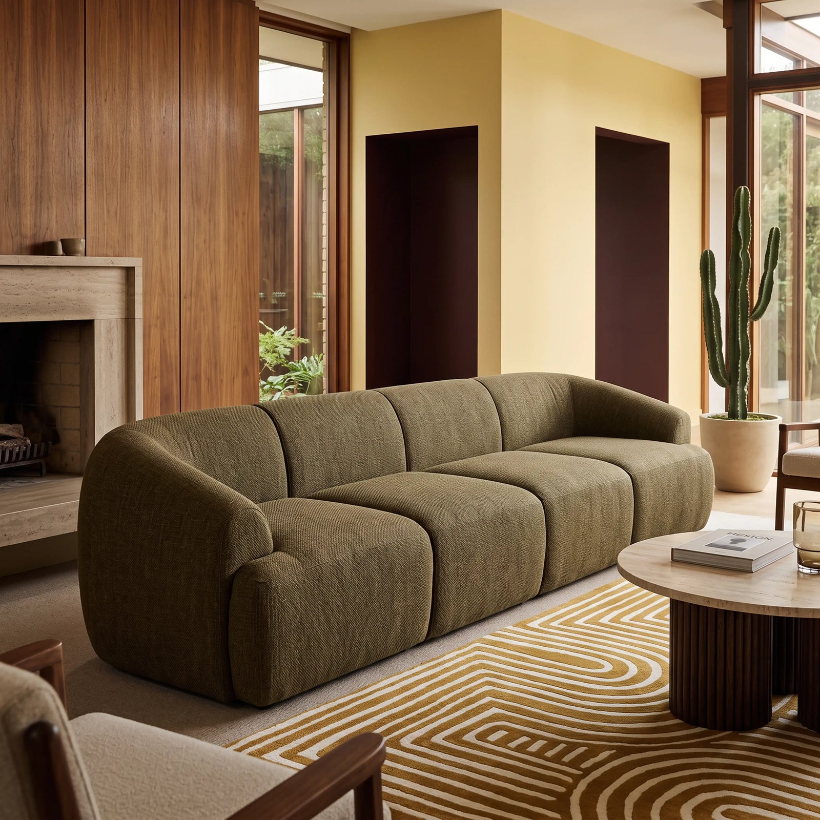 Malmo 4 Seater Sofa | Olive Green Velvet Chenille