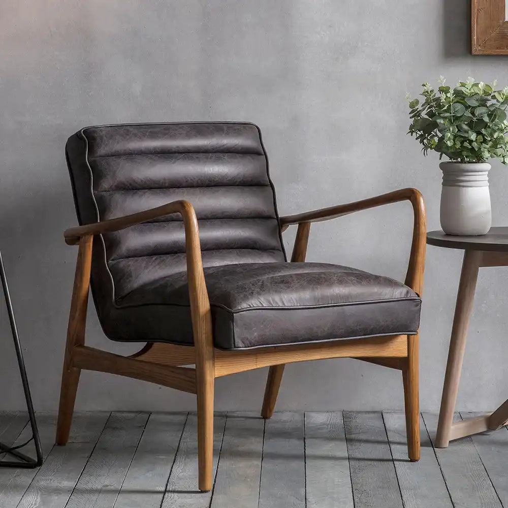Berkeley Armchair | Vintage Black Leather & Walnut