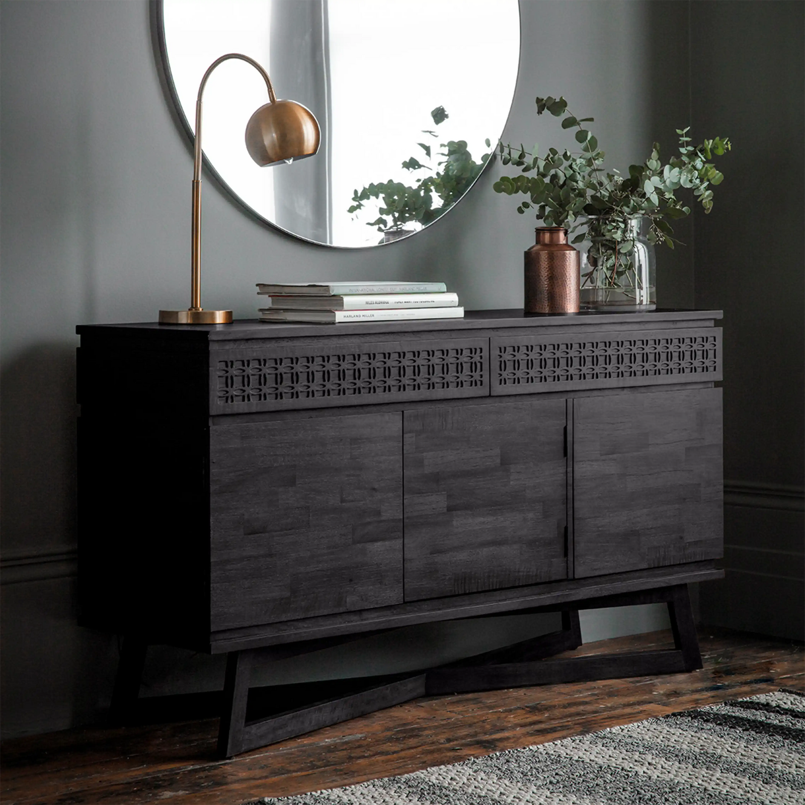 Monique Wooden Bookcase | Black Mango Wood