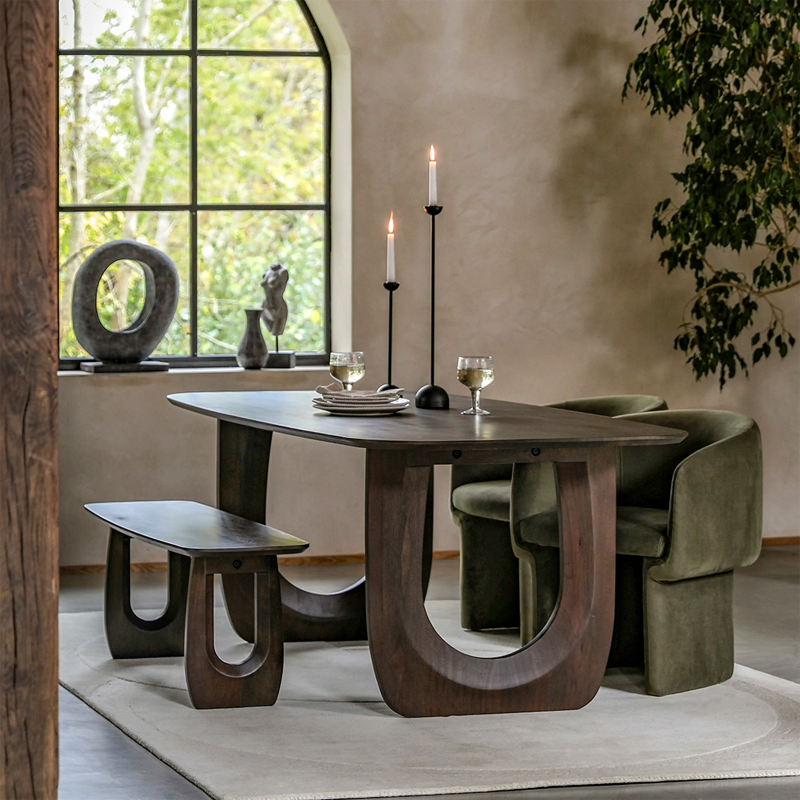 Asher 6 Seat Rectangle Wooden Dining Table | Dark Mango Wood