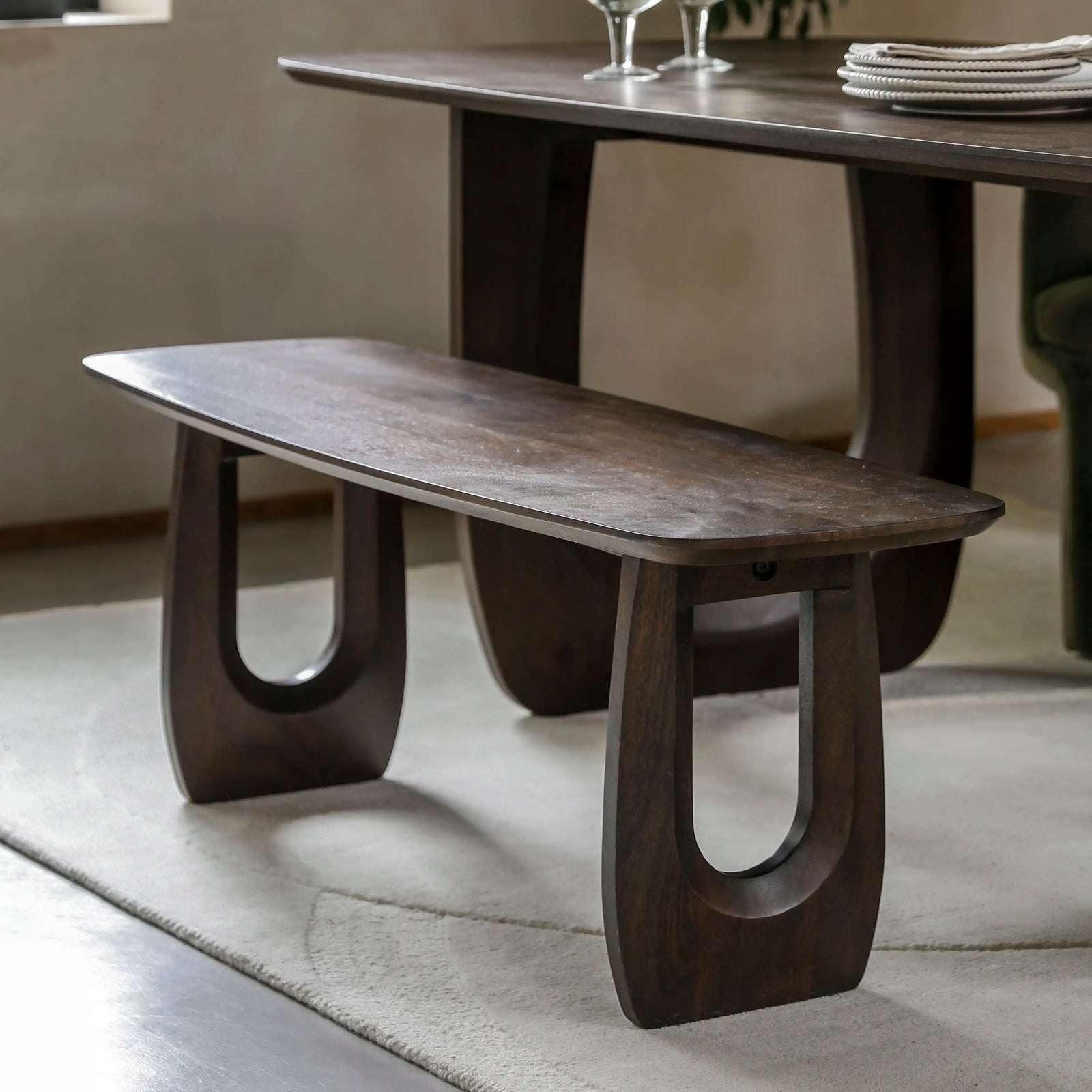 Asher Wooden Dining Bench | Dark Mango Wood