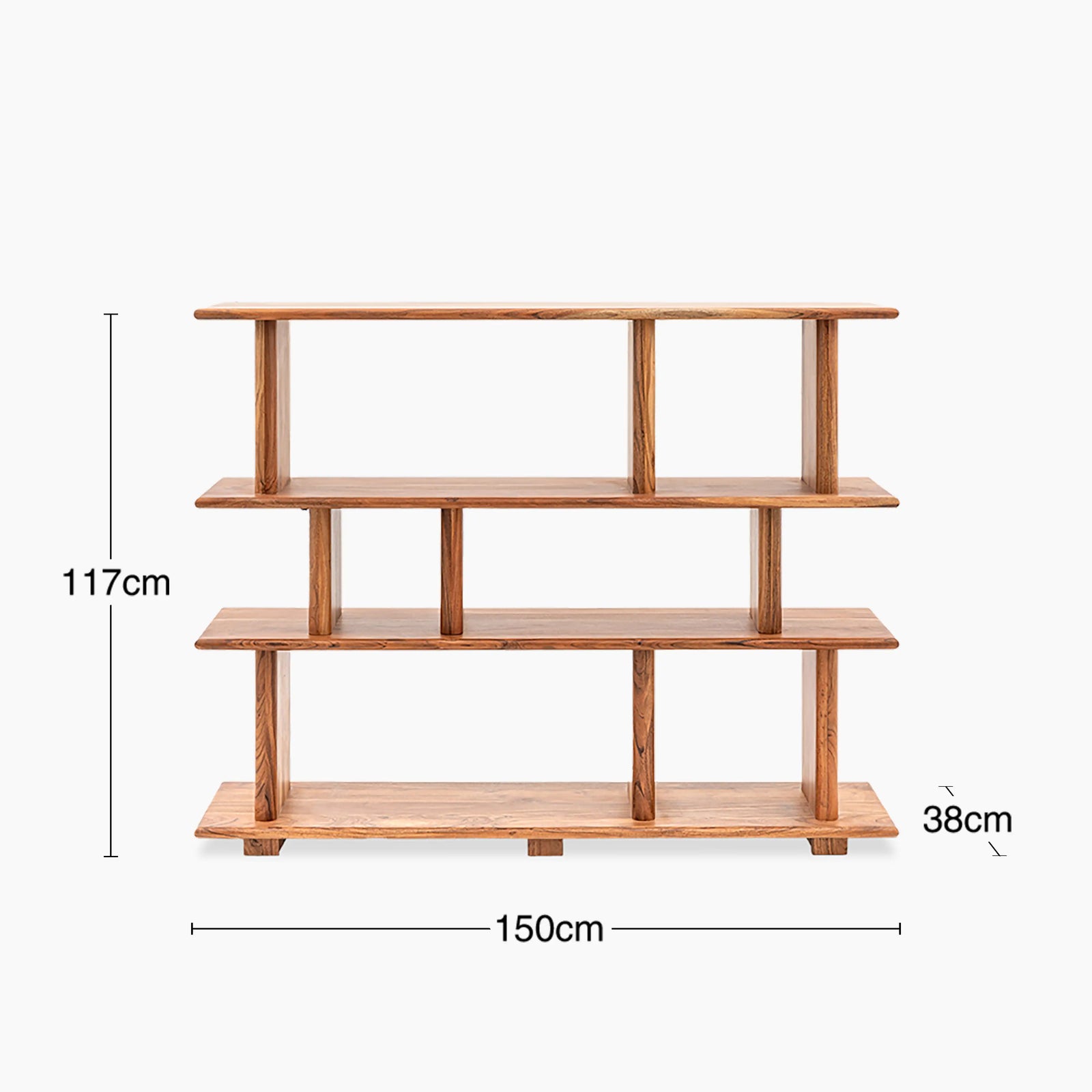 Yette Wooden Bookcase & Display Unit | Natural Acacia Wood