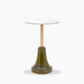 Lewis Round Side Table | White Marble & Moss Green