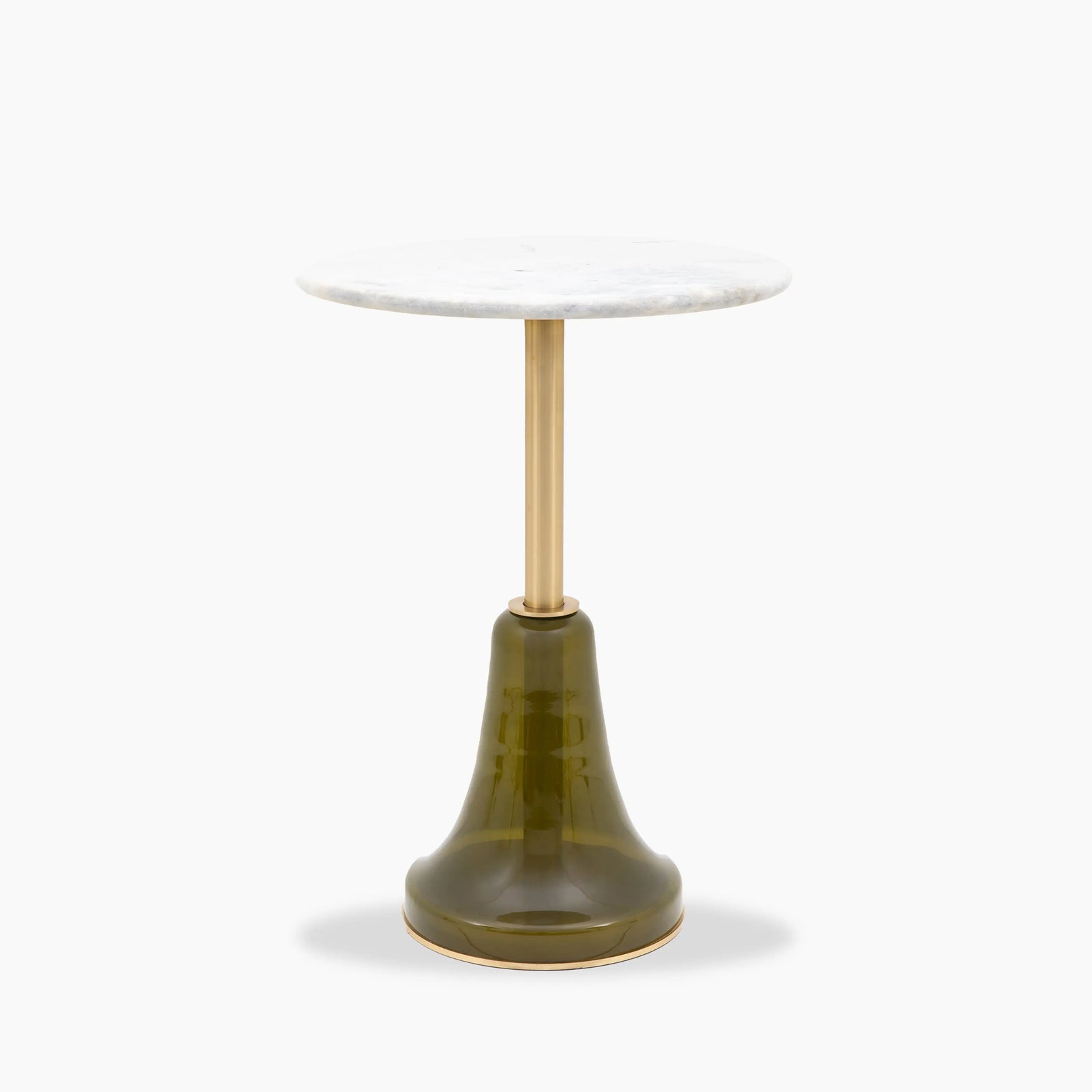 Lewis Round Side Table | White Marble & Moss Green