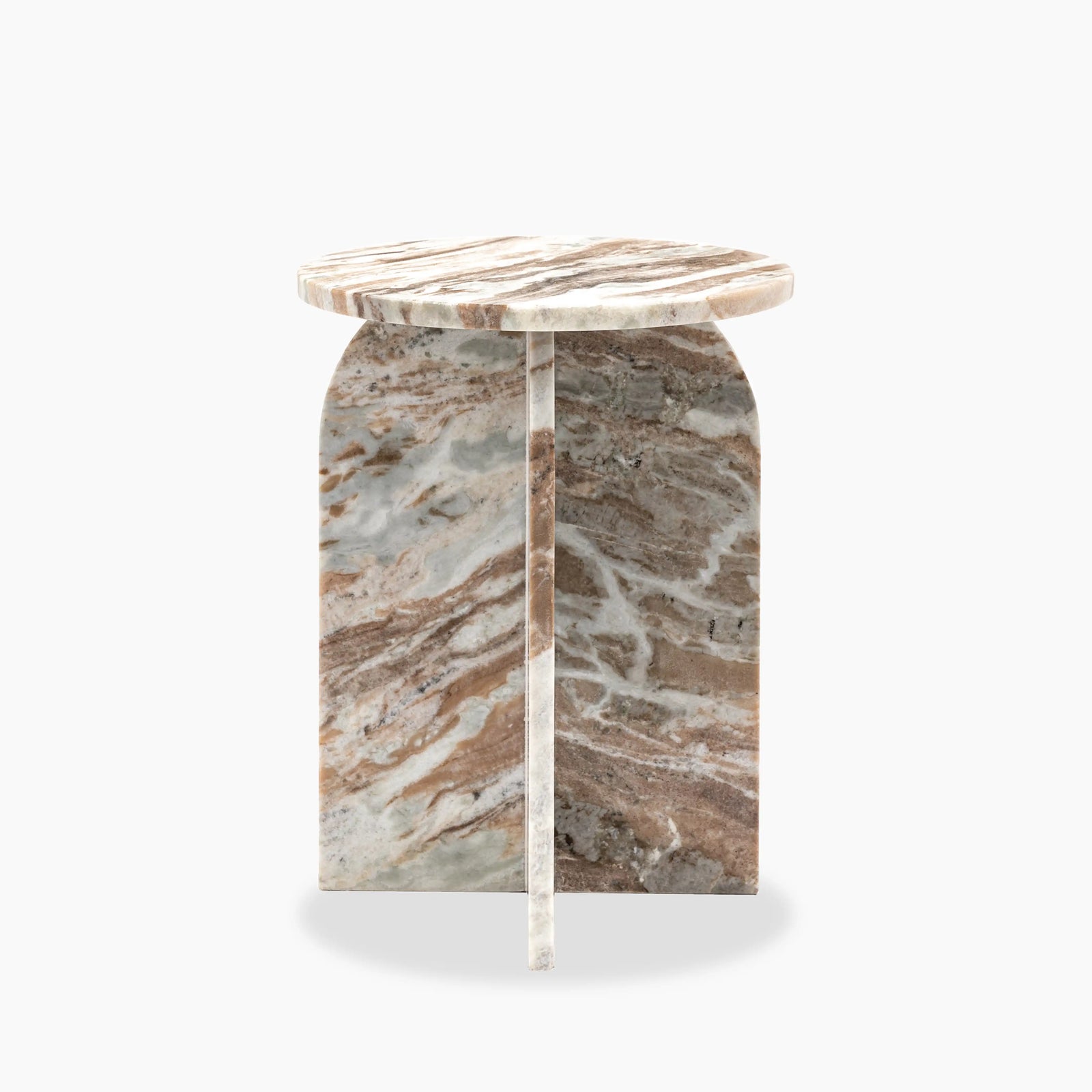 Alba Round Side Table | Brown Marble