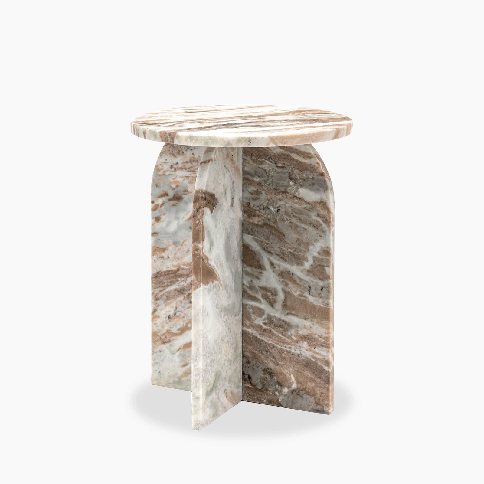 Alba Round Side Table | Brown Marble