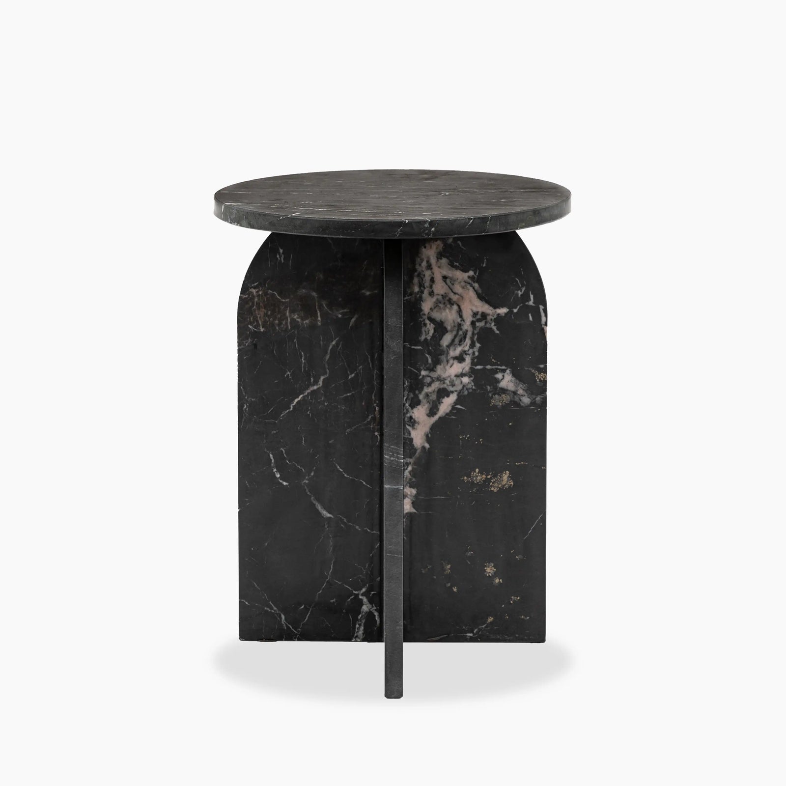 Alba Round Side Table | Black Marble