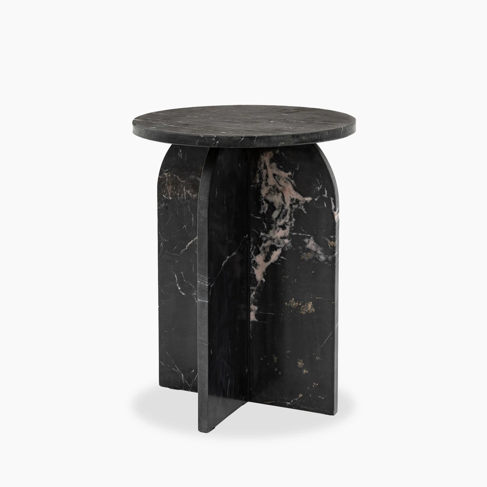 Alba Round Side Table | Black Marble