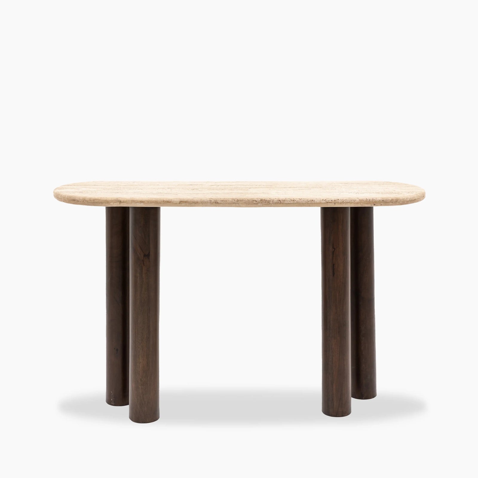 Inca Console Table | Dark Mango Wood & Travertine