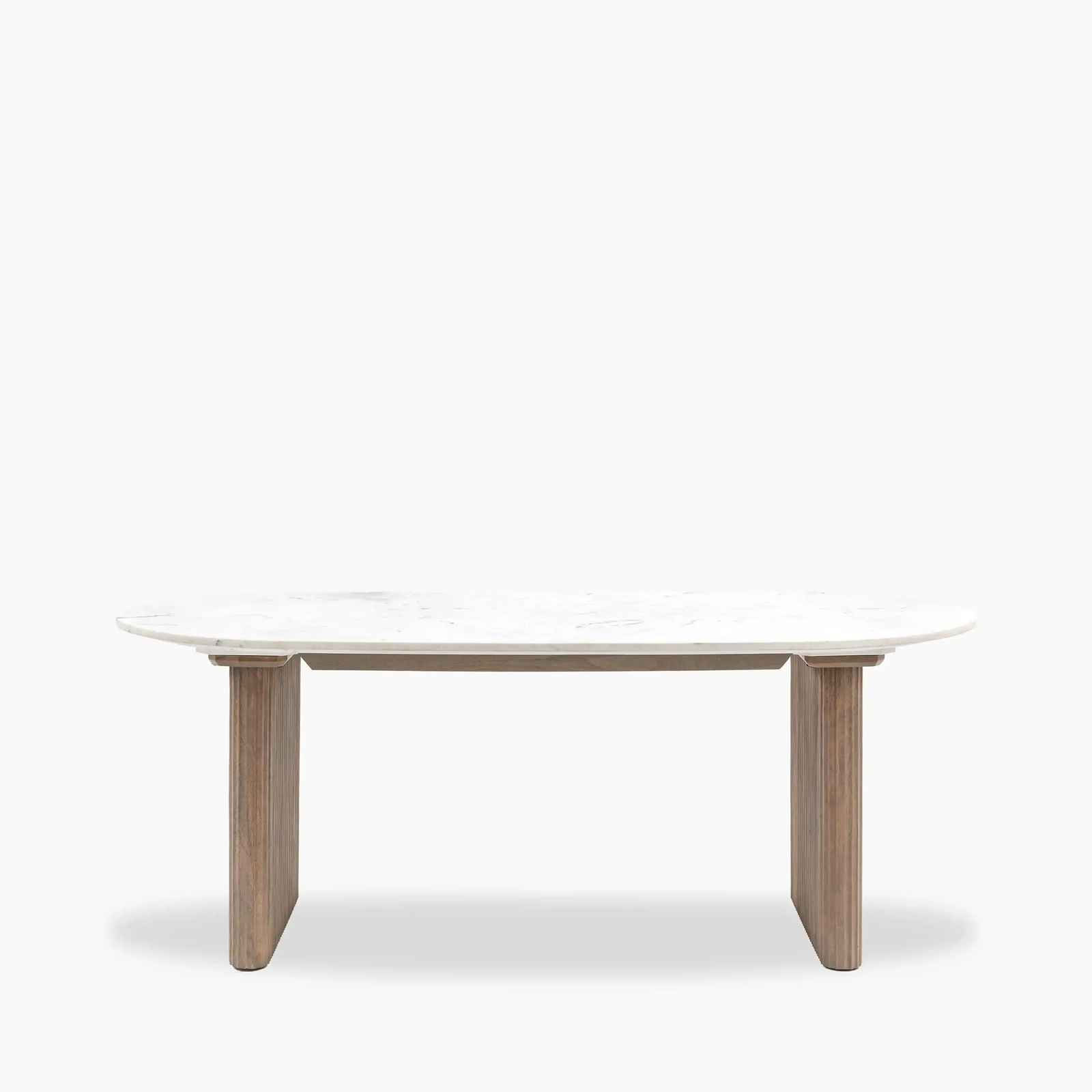 Arno 8 Seat Oval Dining Table | Grey Mango Wood & White Marble