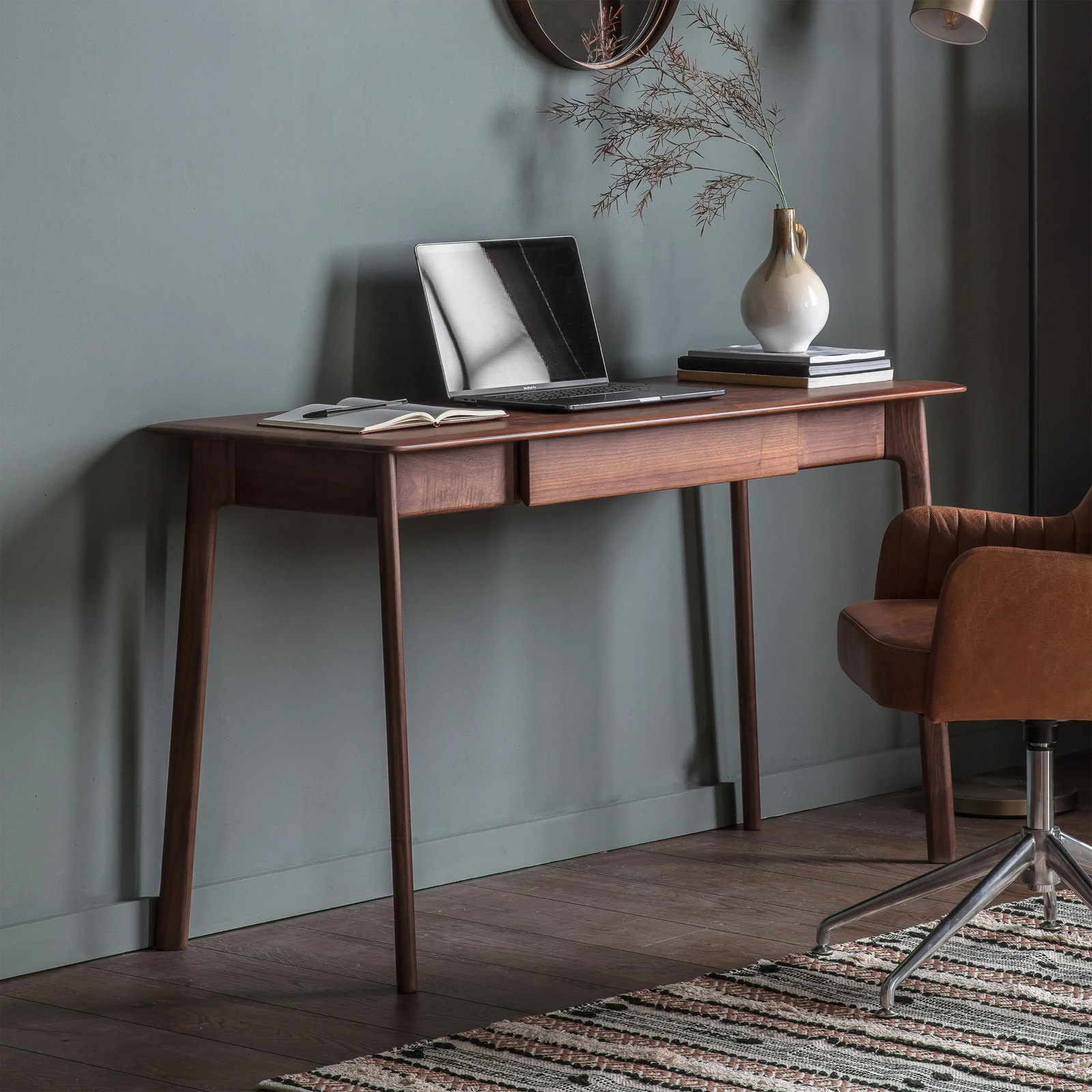 Elsa Wooden 1 Drawer Desk | Walnut