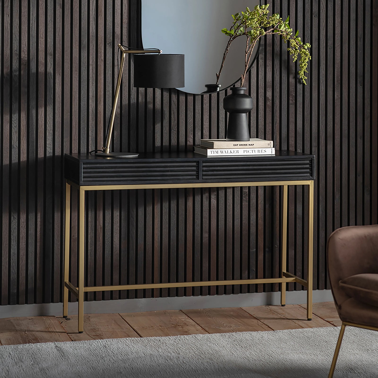 Monique Wooden Console Table | Black Mango Wood