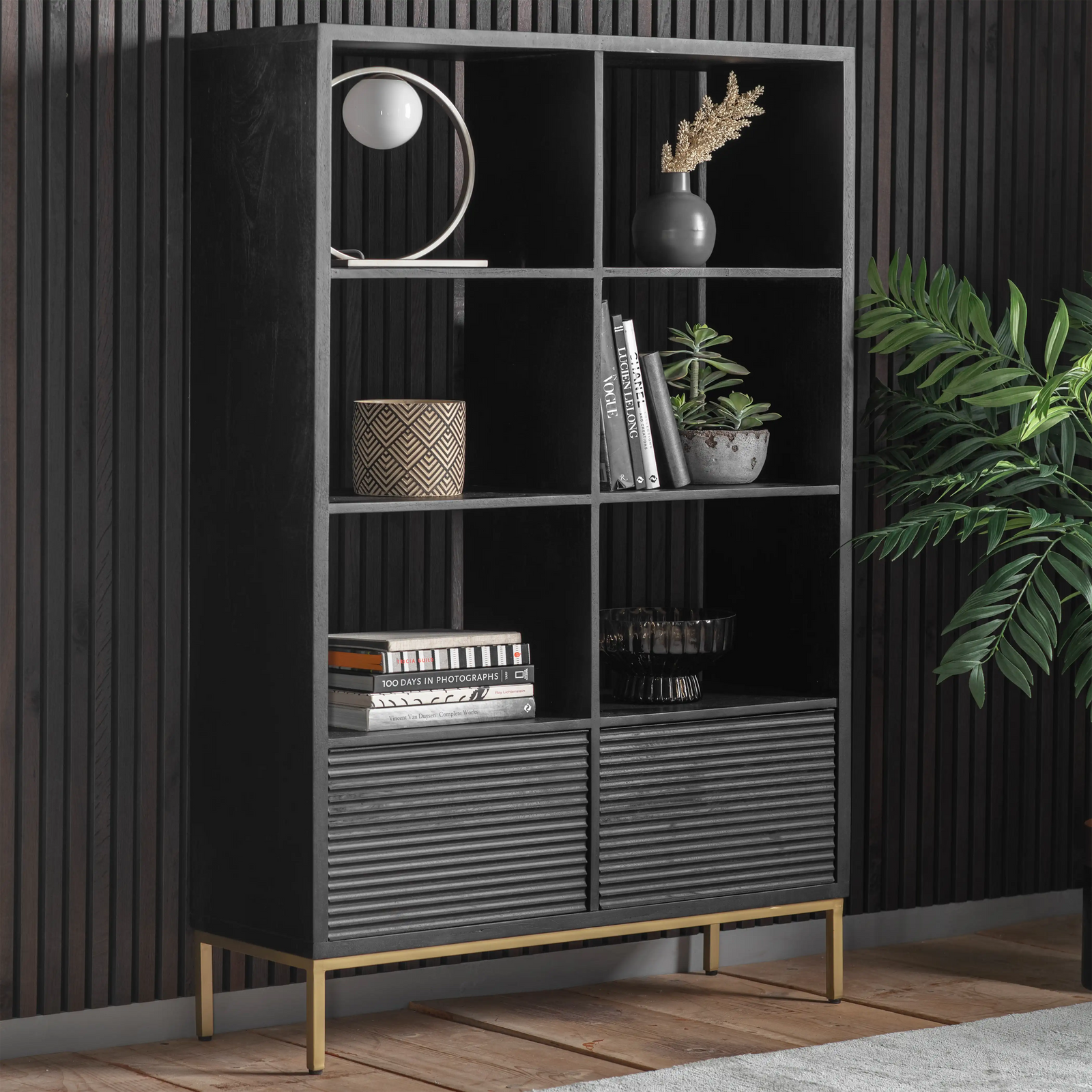 Monique Wooden Bookcase | Black Mango Wood