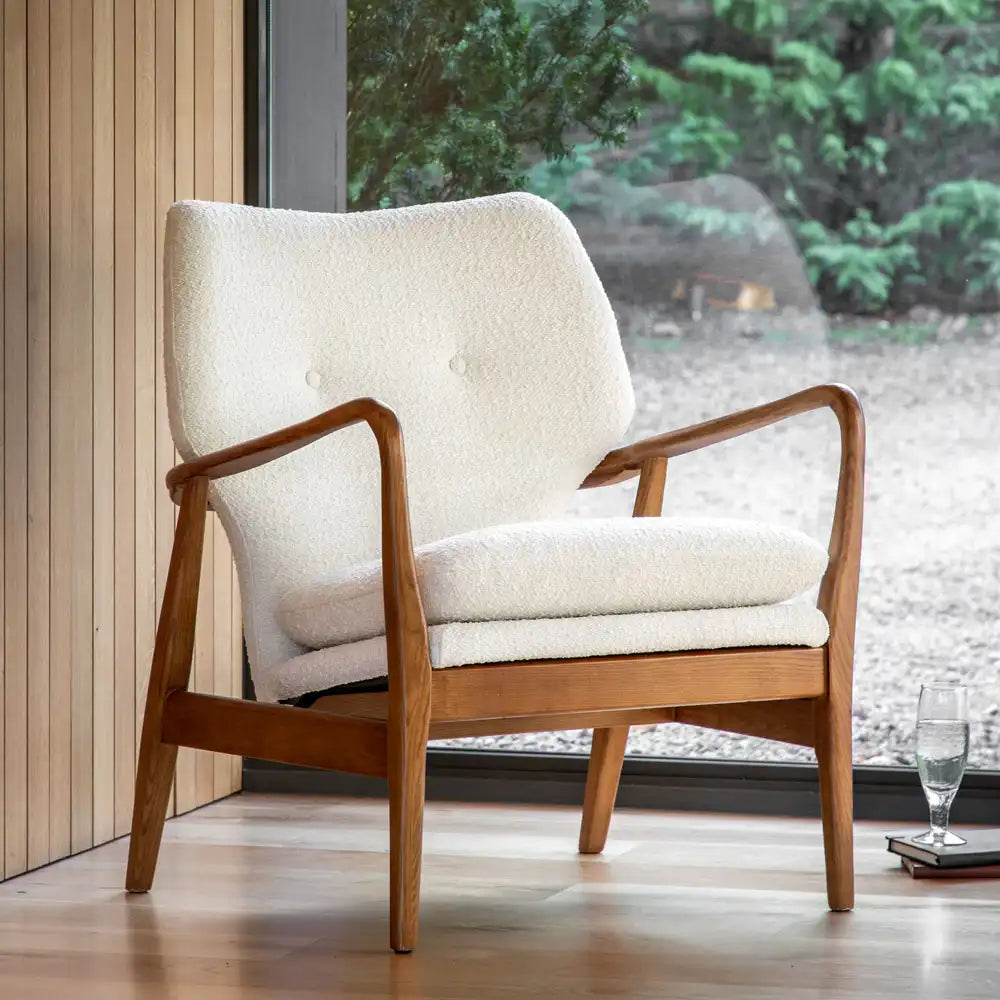 Lisbet Armchair | Natural Boucle & Walnut