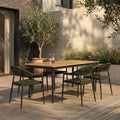 Lorenzo 6 Seat Garden Dining Set | Oak  & Olive Green