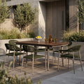 Lorenzo 6 Seat Garden Dining Set | Walnut & Olive Green
