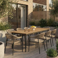 Lorenzo 8 Seat Garden Dining Set | Oak & Beige